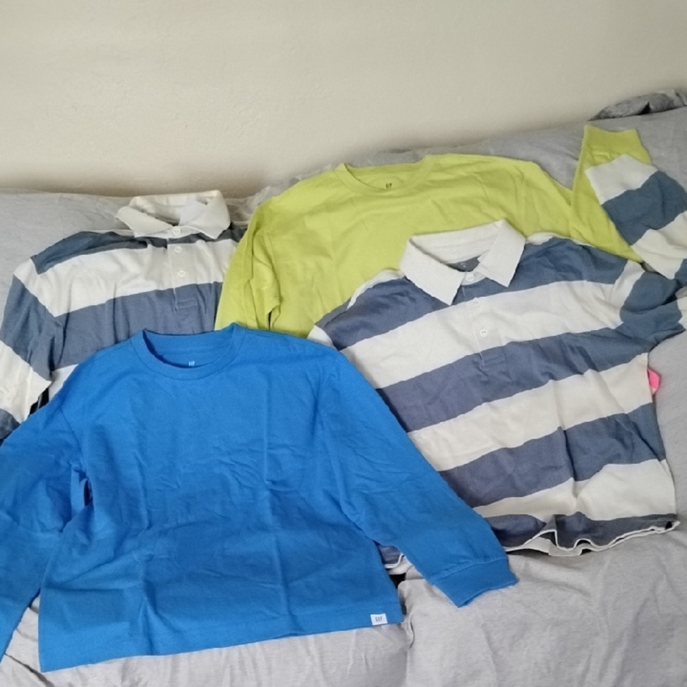GAP Kids Long Sleeve Tees - Blue, Green, and Striped